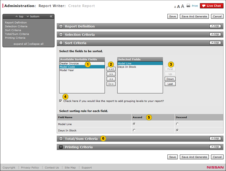 Report Writer select field